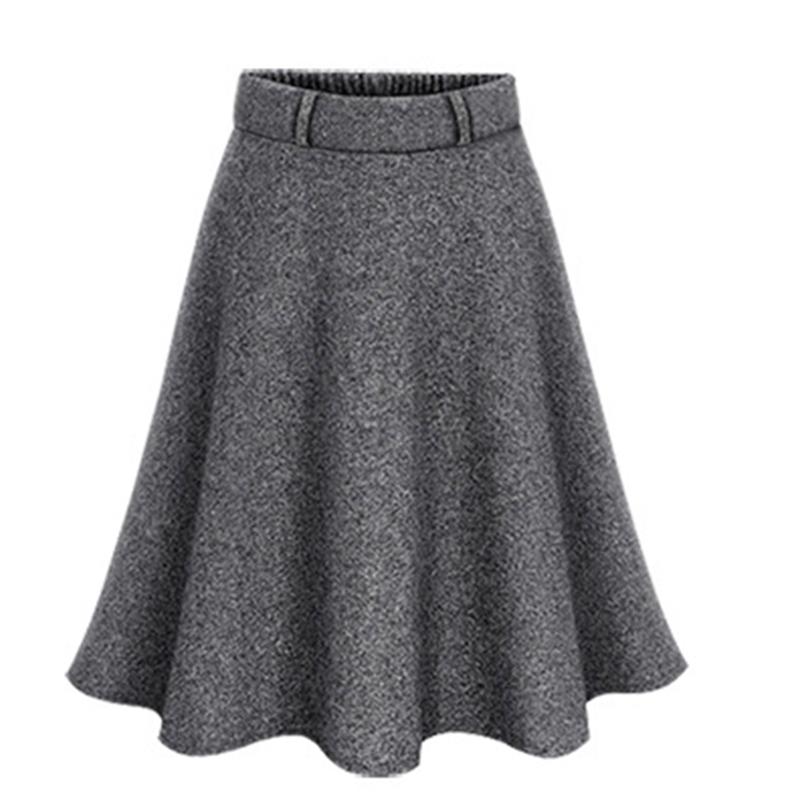 Skirts -6XL Plus Size Women Sexy Wool Elastic Waist Pleat Midi MT4086, Black