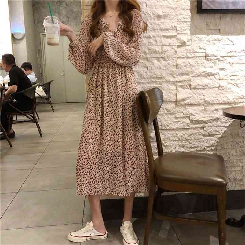 Spring Women Printed Dress Lady V-neck Lantern Sleeves Mid Calf Mujer Vestidos Female Chic A-line Long 210519, Apricot
Spring Women Printed Dress Lady V-neck Lantern Sleeves Mid Calf Mujer Vestidos Female Chic A-line Long 210519, Apricot
