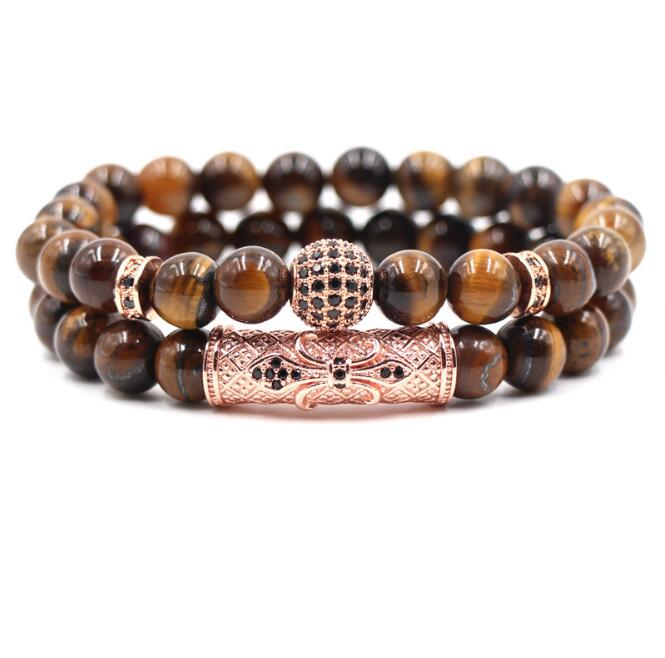 pc/set Natural tiger eye pearl beads bracelet set, jewelry for men and women, elastic material Wrist Strap accessories Gift GC203