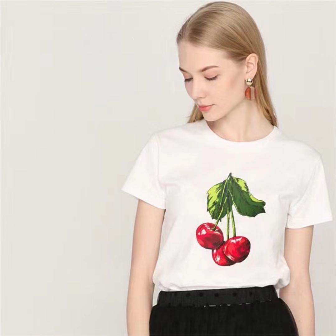 Women's T-Shirt 2021 female summer high-definition short sleeve printed cherry fruit cotton casual shirt, White
Women's T-Shirt 2021 female summer high-definition short sleeve printed cherry fruit cotton casual shirt, White
