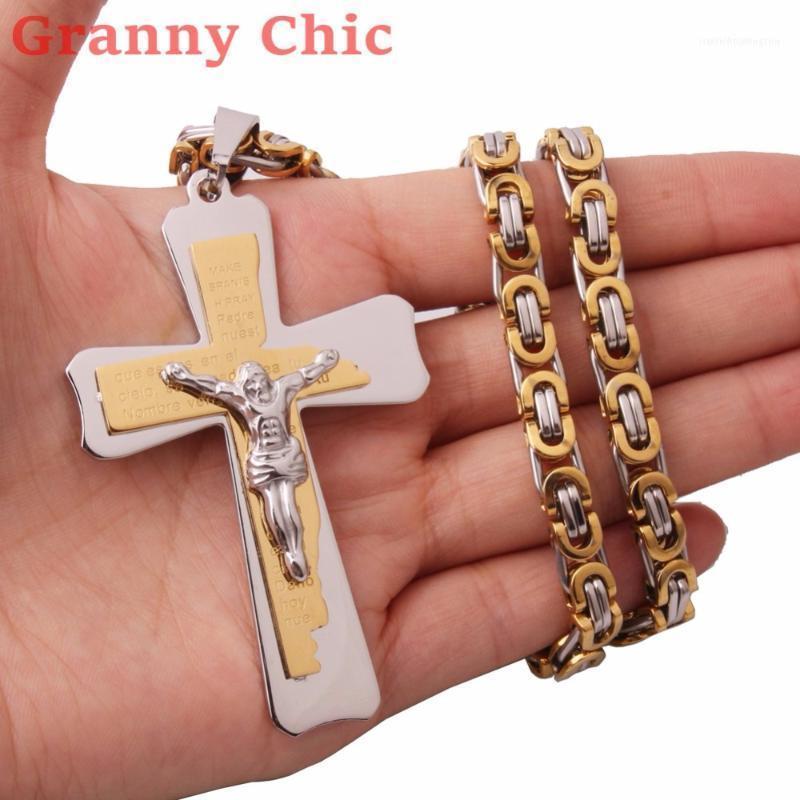 Chains Granny Chic Cross Crucifix Jesus Pendant & Necklace Gold Silver Color Stainless Steel Men Women 18-40" Byzantine Chain Jewelry1
Chains Granny Chic Cross Crucifix Jesus Pendant & Necklace Gold Silver Color Stainless Steel Men Women 18-40" Byzantine Chain Jewelry1