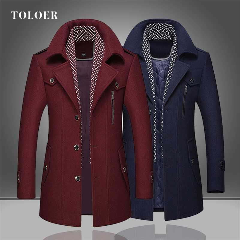 Men's Woolen Coat Autumn Winter Wool Blends Men Jacket Coats Windproof Warm Windbreaker Overcoats High Quality Male Tops 211122