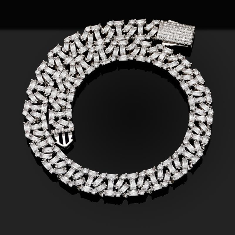 Chains Vinregem Hip Hop Rock 925 Sterling Silver Created Moissanite Gemstone Personality Cuba Chain Necklace Fine Jewelry Wholesal