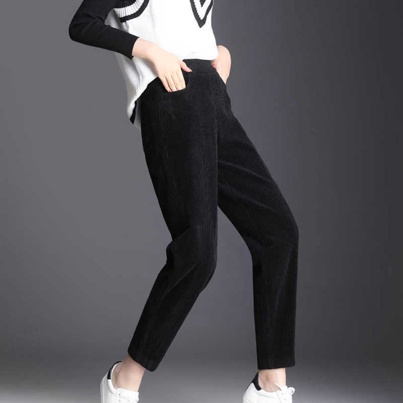 Spring Autumn Winter Corduroy Harem Pants Women Fashion Thickening Casual Korean Loose High Waist Trousers Plus Size 211115