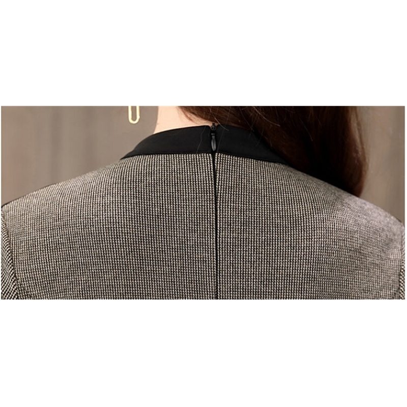 Autumn And Winter women Long sleeve party Dress Tweed Patchwork Vintage Dresses vestidos Free belt 210520