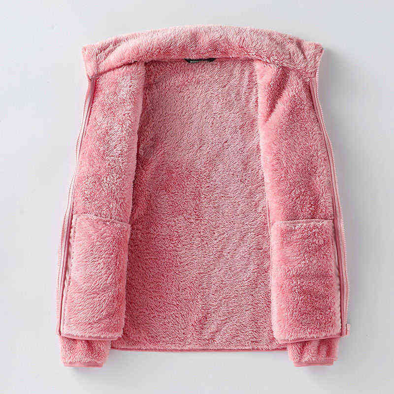 Women Solid Jacket Zipper Pocket Thick Sweatshirt Kangaroo Pocket Long Sleeve Sweatshirt Warm Soft Full Coat 9837 211109