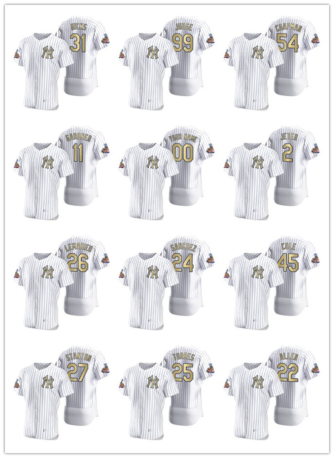 Yankees MEN Aaron Judge Gerrit Cole Gary Sanchez White Gold New York 2009 World Series Champions Jersey baseball Jersey, 11
Yankees MEN Aaron Judge Gerrit Cole Gary Sanchez White Gold New York 2009 World Series Champions Jersey baseball Jersey, 11