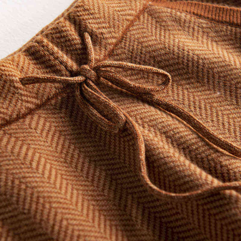 Autumn Winter Fashion Pants Women Soft Waxy Comfortable Cashmere Camel Female Pure Knitted Wide Leg Casual Loose 211115