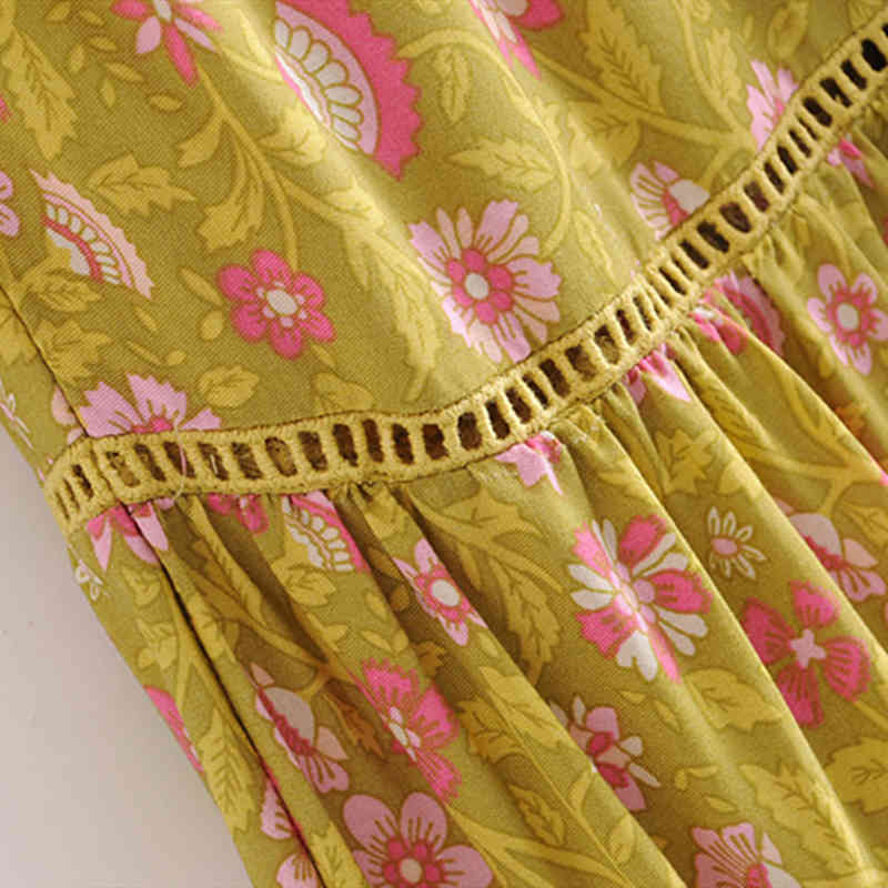 beauty Boho Vintage Floral Printed Long Skirt Women Holiday Female Loose Hollow Out Skirts Lady's Fashion Beachwear 210514