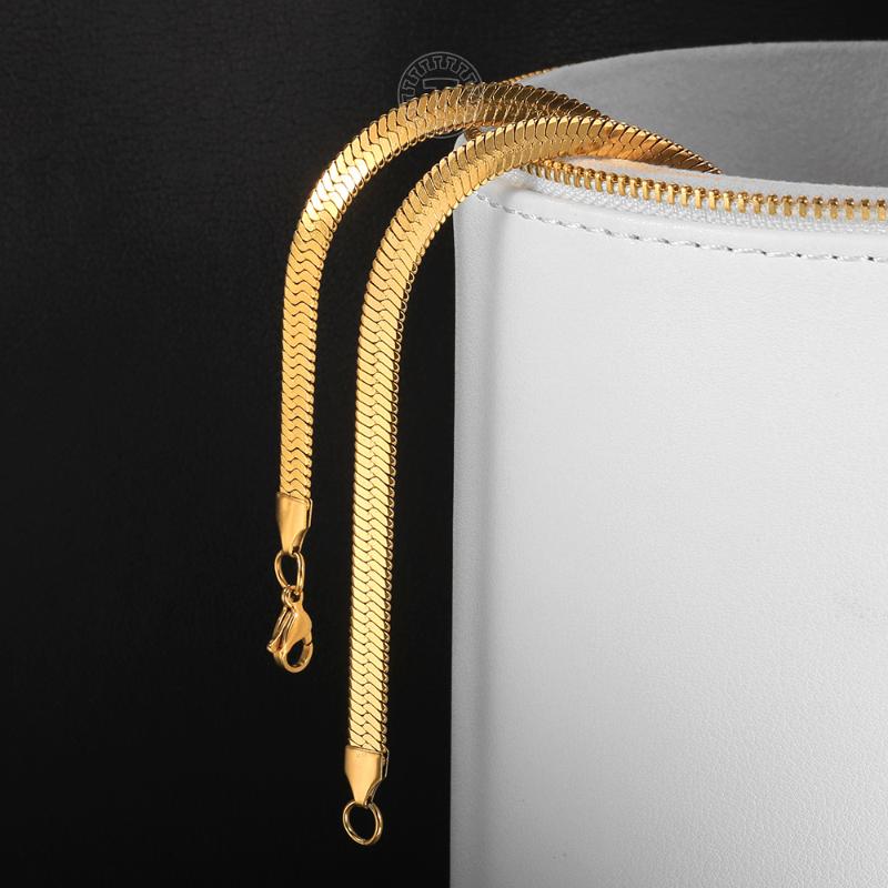 Chains 6mm Classic Snake Chain Necklaces For Women Girls Gold Stainless Steel Herringbone Link Chokers Jewelry Gifts DDN312