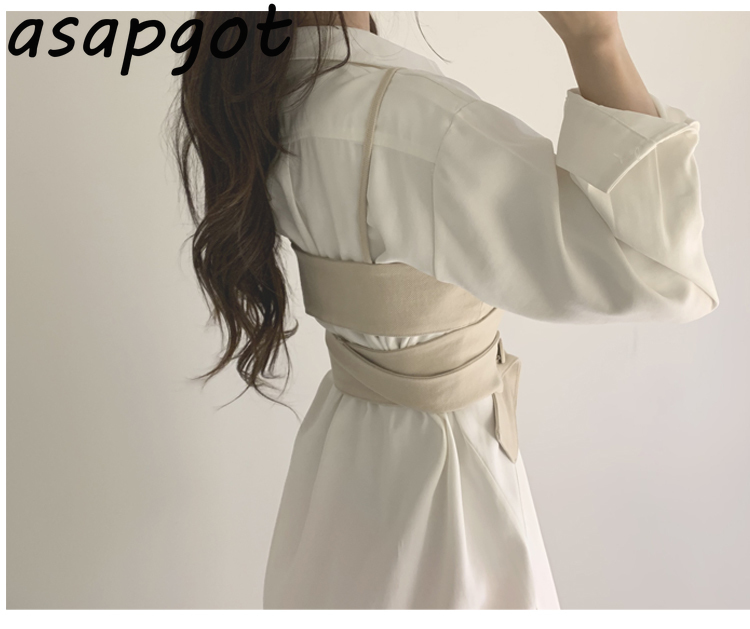 Sexy Camisole Tops Chic Retro Slim Fashion Waist Solid Turn Down Collar Irregular Shirts Dress Women Office Lady Temperament 210429