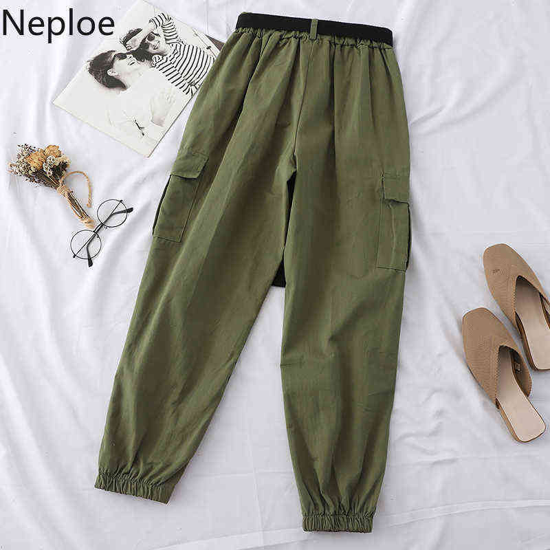 Neploe Harajuku Pants Streetwear Cargo Women Casual Joggers Sweatpants High Waist Female Trousers Korean Pantalon Belt 211115
