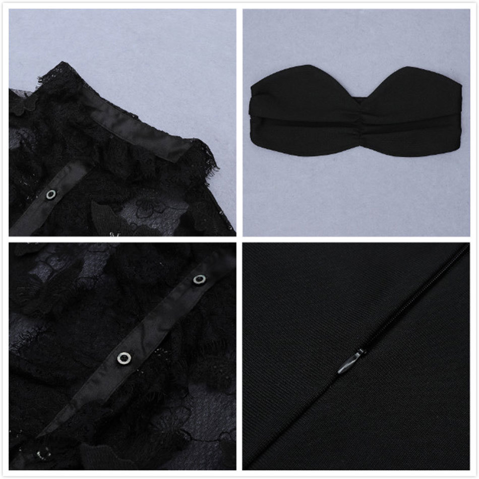 Free Sexy Women's Dress O-Neck Long Sleeve Lace Patchwork Bandage Black Bodycon Club Party Vestido 210524