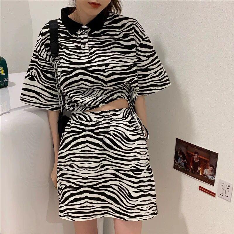 Fashion Ladies Stripe Print Two Piece Set Streetwear Women Summer Bandage Crop Top Skirt Tracksuit 2 2021 Dress