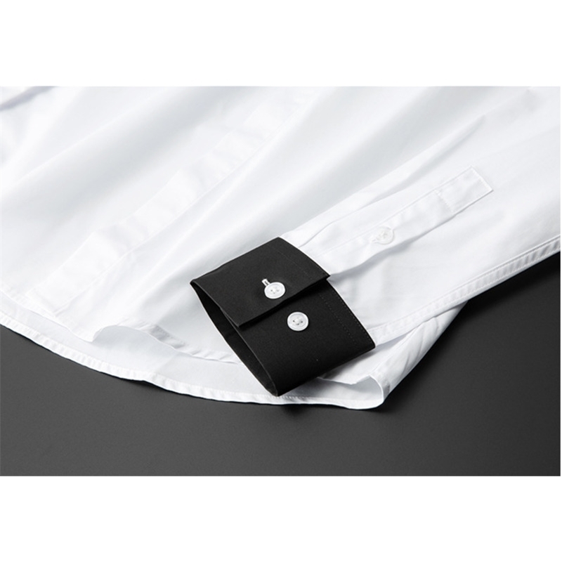 IEFB Spring Black And White Color Block Patchwrok Cuff Pocket Zipper Decoration Men's Fashionable Long Sleeve Shirts 9Y5606 210524