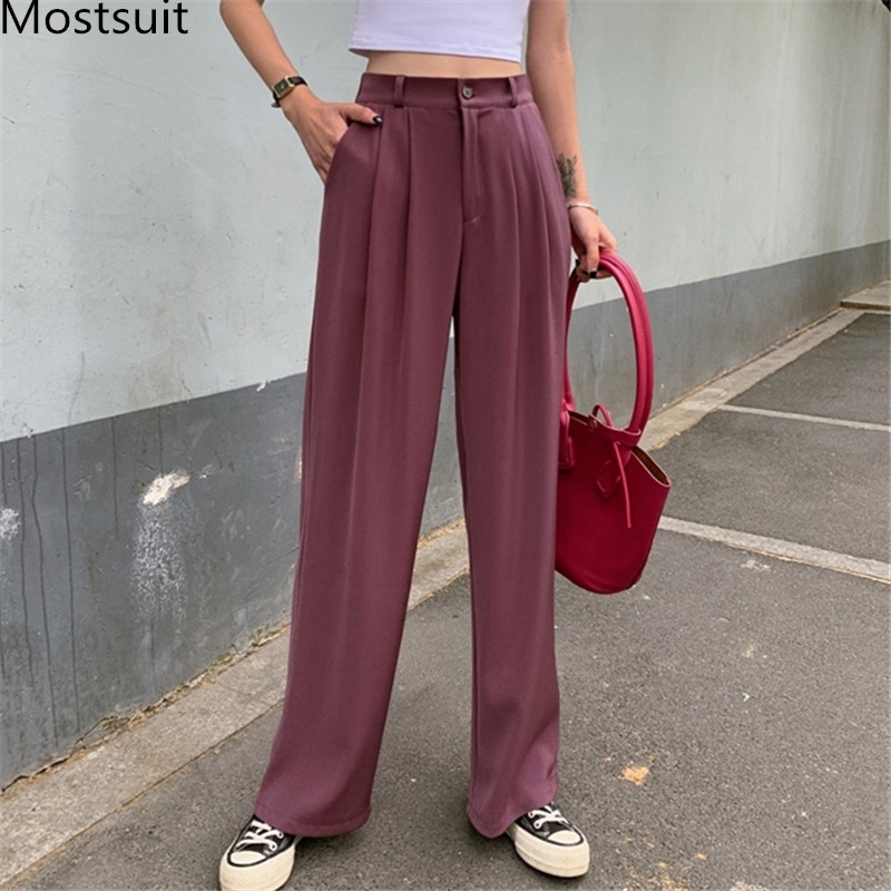 Autumn High Waist Wide Leg Suit Pants Trousers Women Buttons Fly Straight Casual Fashion Female Office Full-legnth 210518, Purple
Autumn High Waist Wide Leg Suit Pants Trousers Women Buttons Fly Straight Casual Fashion Female Office Full-legnth 210518, Purple