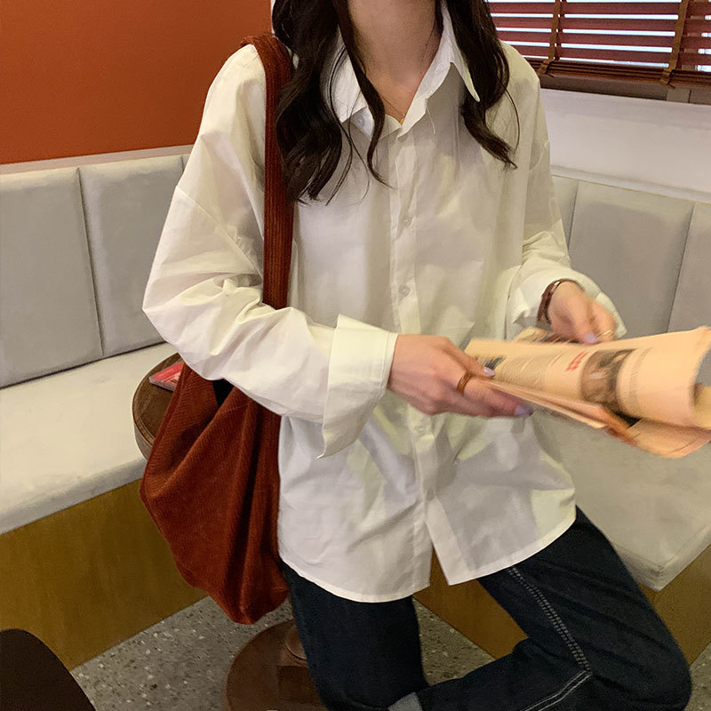 4 colors femme womens tops autumn korean ins style soild color long sleeve shirt women blouses outwear coats (X1271) 210423