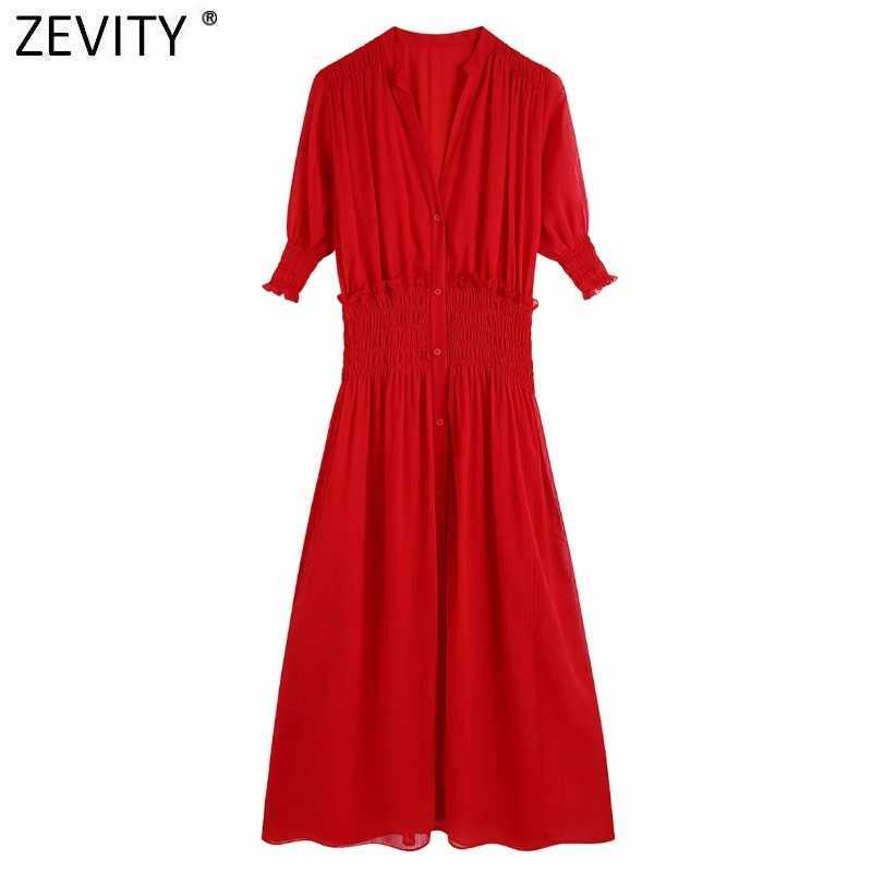 Zevity Women Fashion V Neck Elastic Waist Red Shirt Dress Female Chic Pleats Short Sleeve Single Breasted Chiffon Vestido DS8349 210603, As pic ds8349cc
Zevity Women Fashion V Neck Elastic Waist Red Shirt Dress Female Chic Pleats Short Sleeve Single Breasted Chiffon Vestido DS8349 210603, As pic ds8349cc