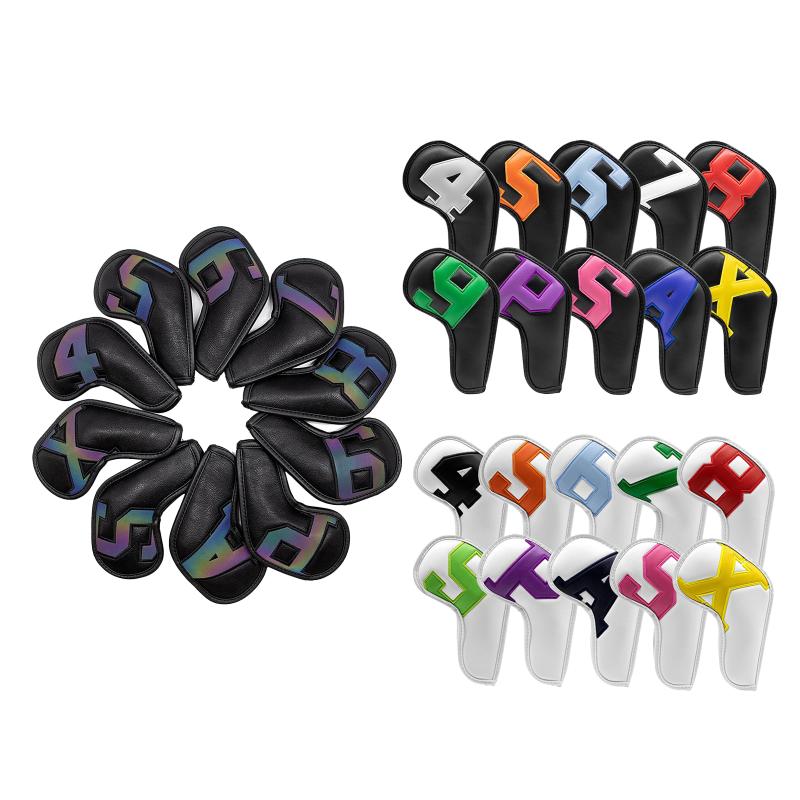 Complete Set Of Clubs Golf Club Iron Head Covers, 10 Pcs Headcover Set, Thick Synthetic Leather
