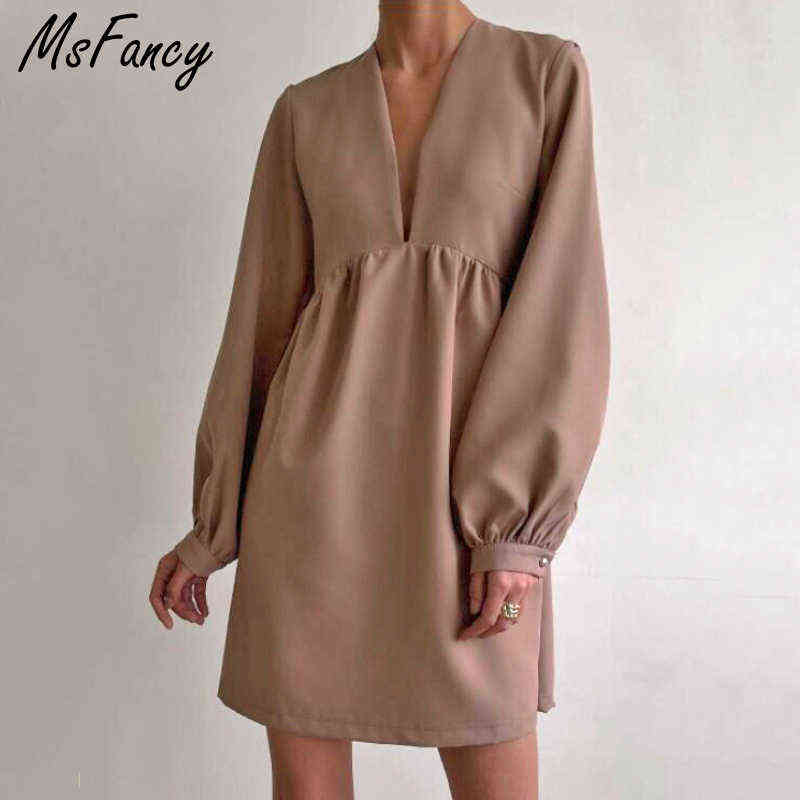 Msfancy Black Long Sleeve Dress Women 2021 Elegant Deep V-neck Tunic Vestido De Mujer Korean Fashion Lantern Sleeve Party Robe G1223, Grey pink
Msfancy Black Long Sleeve Dress Women 2021 Elegant Deep V-neck Tunic Vestido De Mujer Korean Fashion Lantern Sleeve Party Robe G1223, Grey pink