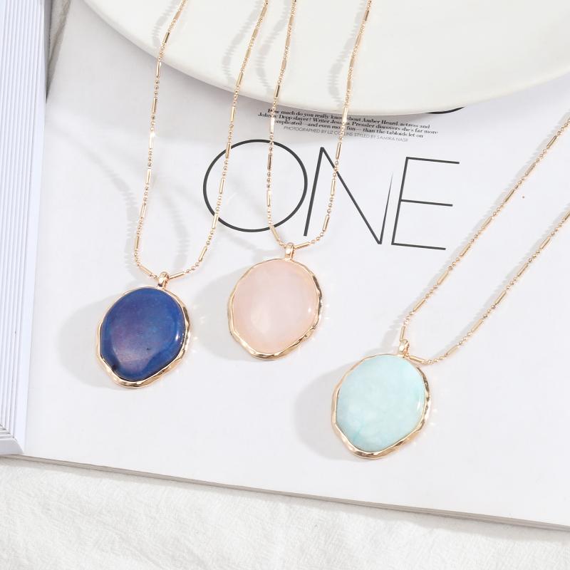 Pendant Necklaces 18K Gold Plated Natural Semi-precious Stones Matellic Border Sweater Chains Est Jewelry
Pendant Necklaces 18K Gold Plated Natural Semi-precious Stones Matellic Border Sweater Chains Est Jewelry