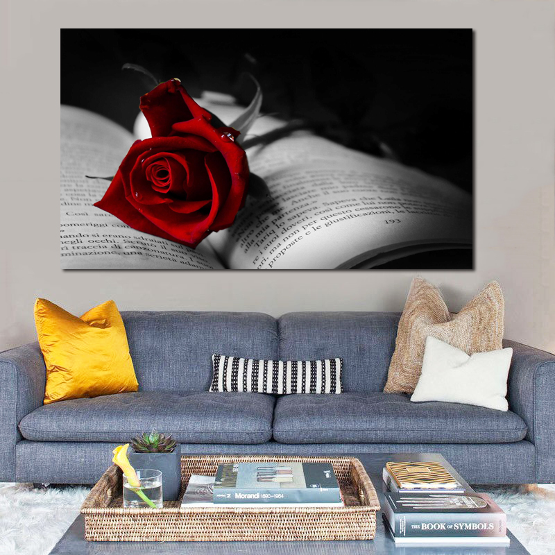 Wall Art Pictures Red Rose Canvas Paintings Modern Posters And Prints For Living Room Decoration No Frame