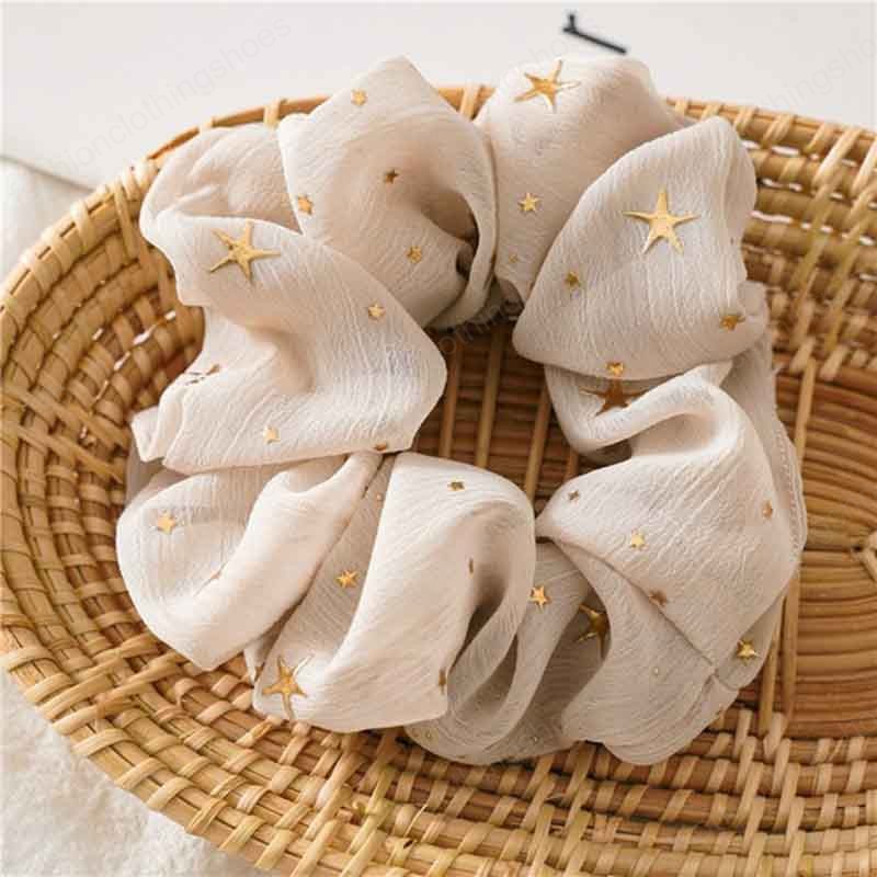 Shiny Star Chiffon Hair Scrunchies Women Elastic Rubber Hair Bands Girl Ponytail Holder Hair Accessories