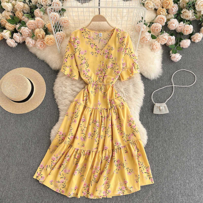 Summer Bohemian Red/Yellow/Green Floral Printed Dress Women Casual V-Neck Single Breasted Short Sleeve Vestidos Female 2021 New Y0603, Black
Summer Bohemian Red/Yellow/Green Floral Printed Dress Women Casual V-Neck Single Breasted Short Sleeve Vestidos Female 2021 New Y0603, Black