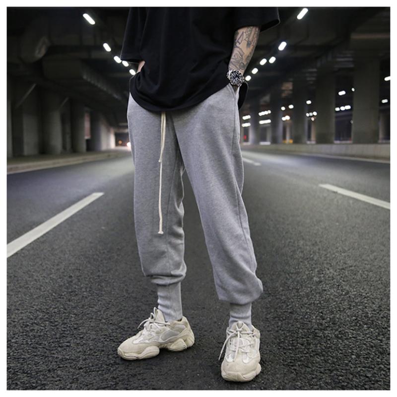 Dark Wind European And American High Street Loose Terry Cloth Ribbed Drawstring Pants Trendy All-match Casual Cotton Men's