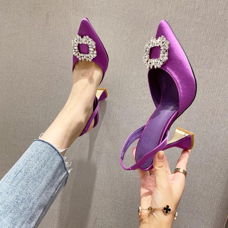 Sandals Modern For Women Thin Heels High Summer Pointed Head Dress Shoes Wedding Party Zapatillas Mujer