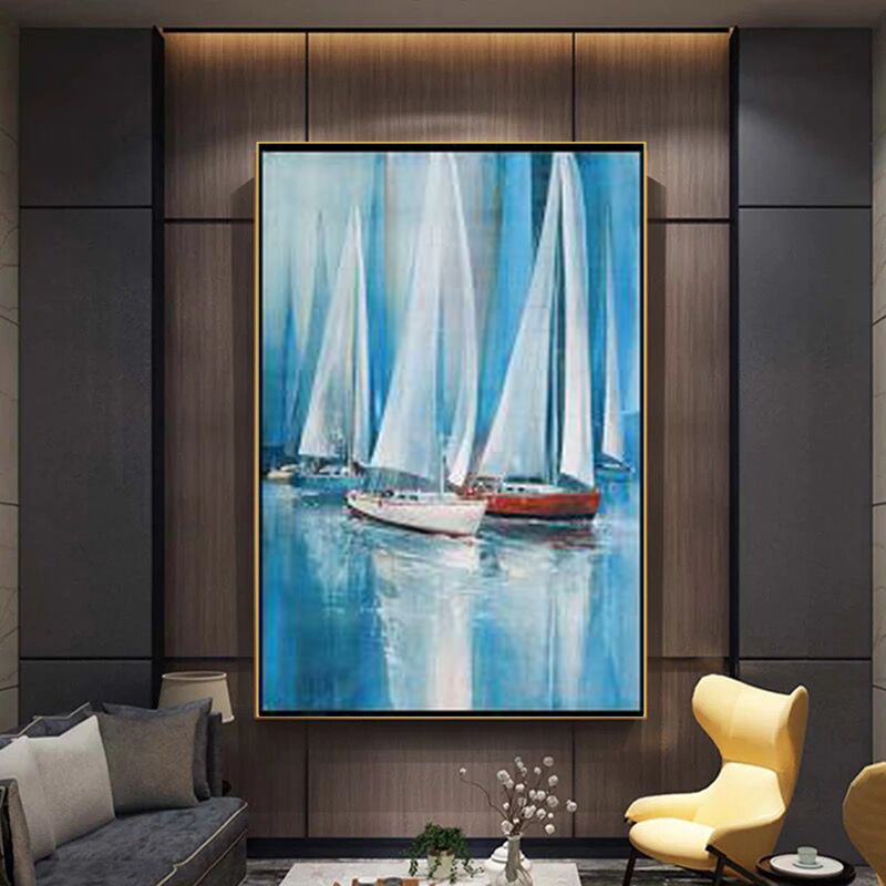 Modern Minimalist Decorative Painting Boat Picturse For Living Room Abstract Art Wall Painting Creative Posters And Prints