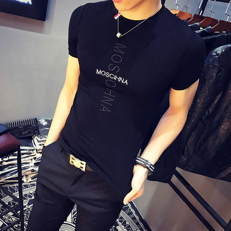 Fashion T Shirt Men Summer Slim Fit Sports Wear Short Sleeve Tshirts Fitness Breathable O-neck Tops Tees Streetwear Men Clothes 210527