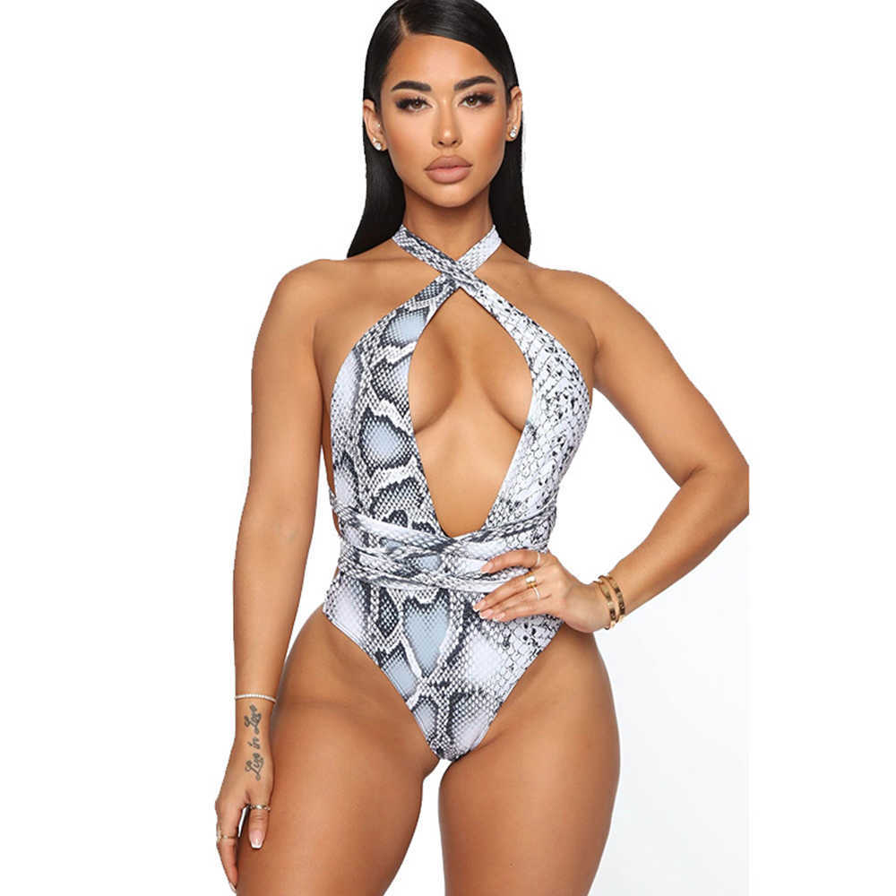 Plus Size Swimwear Women Swimsuit Sexy Print Bandage Bathing Suits Summer Beach Wear Swimming Suit For 5XL 210625