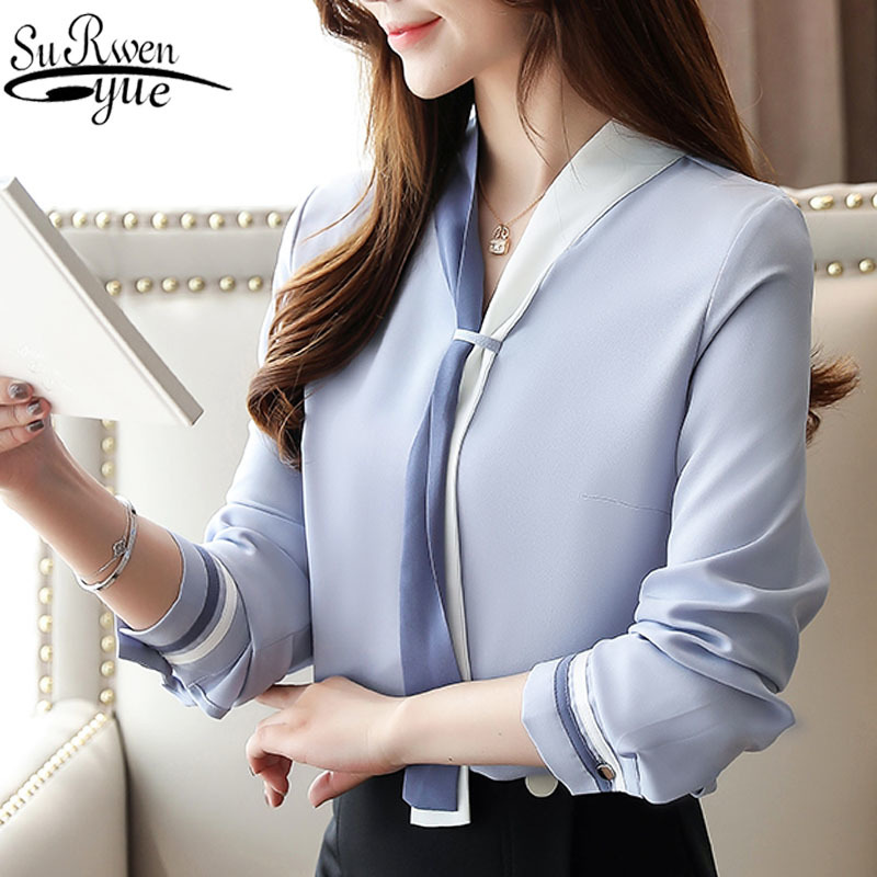 Autumn Solid Loose Women Tops and Blouse Vintage Long Sleeve Chiffon Blusas Mujer De Moda Elegant Clothing 7188 50 210427