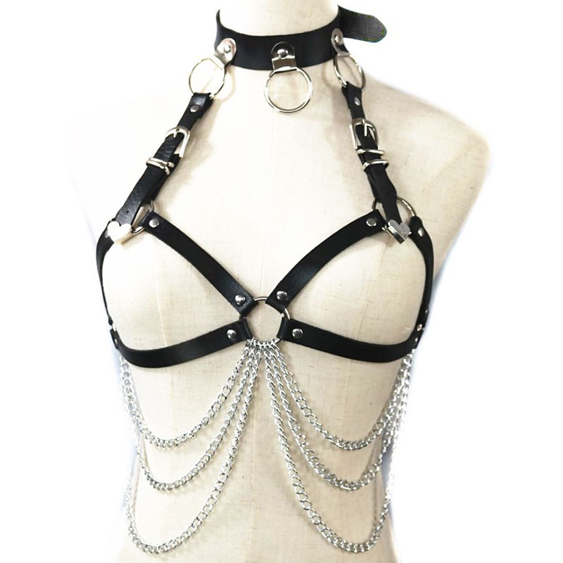 Black Leather Garter Big O Ring Halter Sexy Harness Bra Cage Adjustable Suspenders Belts Metal Rivet Clubwear for Lady, Default color
Black Leather Garter Big O Ring Halter Sexy Harness Bra Cage Adjustable Suspenders Belts Metal Rivet Clubwear for Lady, Default color