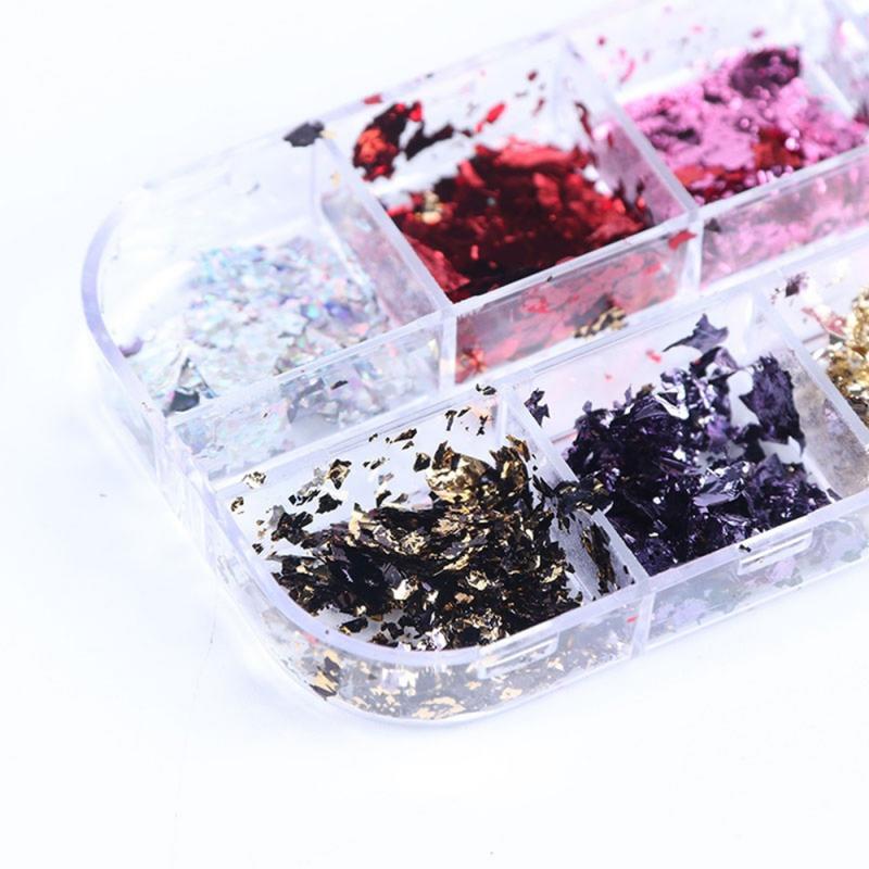 Gold Silver Red Colorful Nail Art Foil Paper Irregular Aluminum Nails Sticker Manicures Glitter Gel Polish Fingernail Decoration