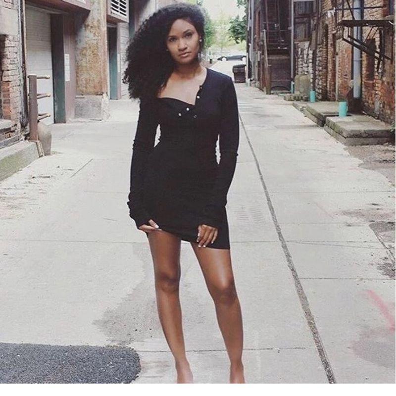 Autumn Sexy One Shoulder Dress Irregular Button Collar Long Sleeve Bodycon Party Dresses Streetwear Vestidos De Fiesta Ey* Casual