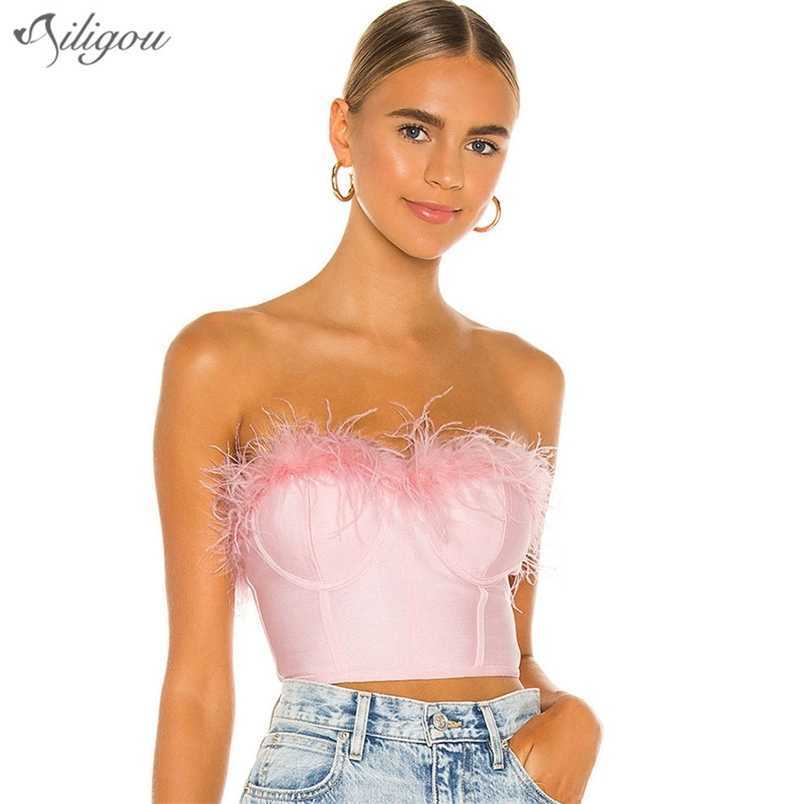 Summer Style Feather Decoration Sexy Corset Elastic Women Crop Top Short Tank 210525, Black
Summer Style Feather Decoration Sexy Corset Elastic Women Crop Top Short Tank 210525, Black