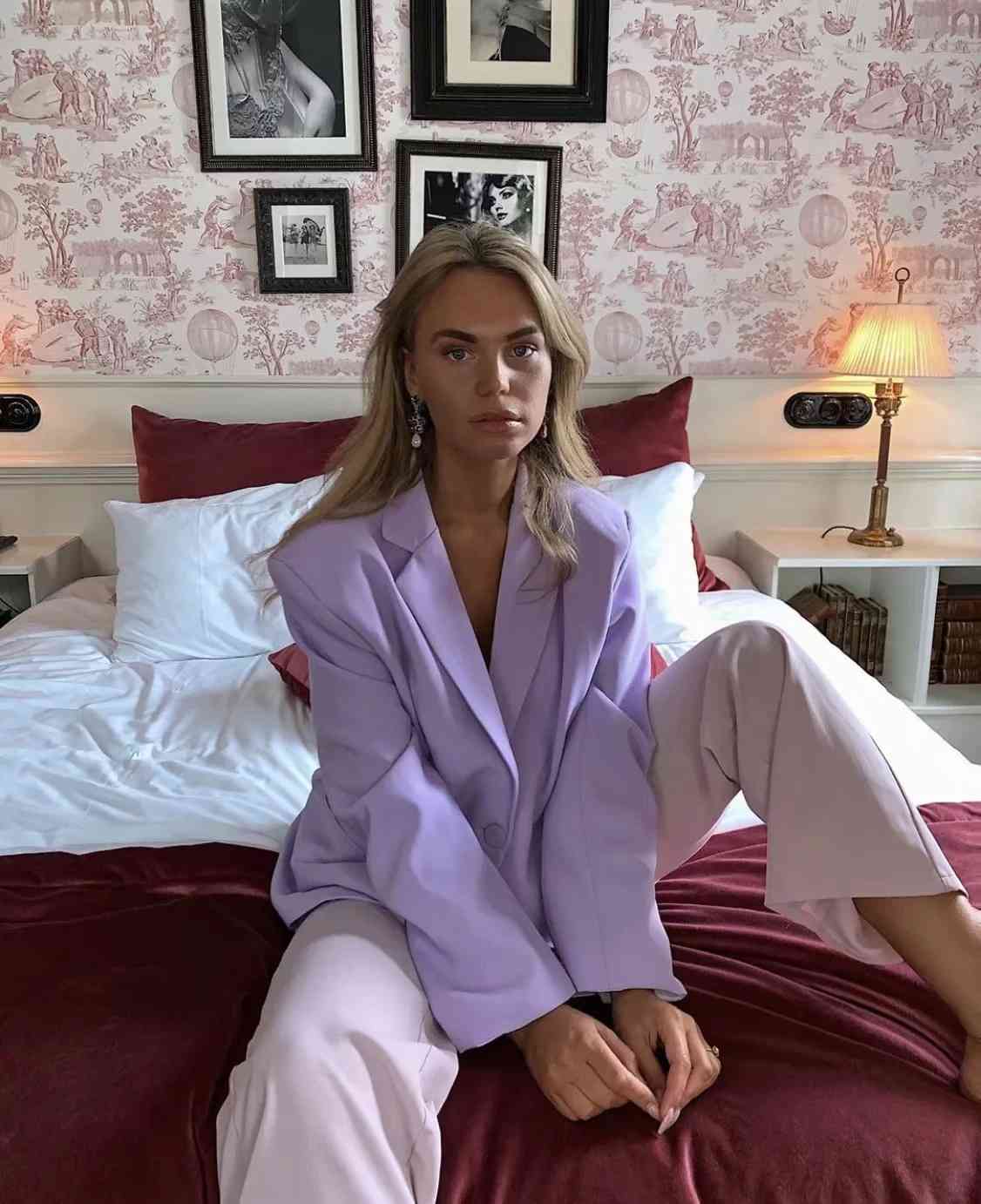 Wonder Basic jacket Loose blazer Casual Chic Single Breasted Vintage Pocket Purple coat Outwear 210510