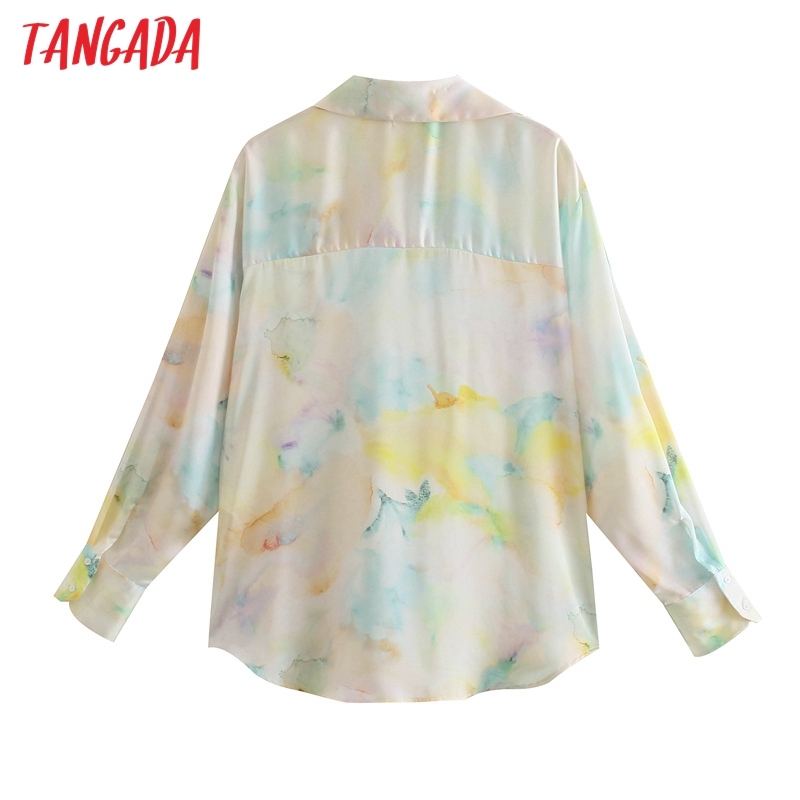 Women Retro Oversized Tie Dye Blouse Long Sleeve Chic Female Casual Loose Shirt Blusas Femininas 5Z72 210416