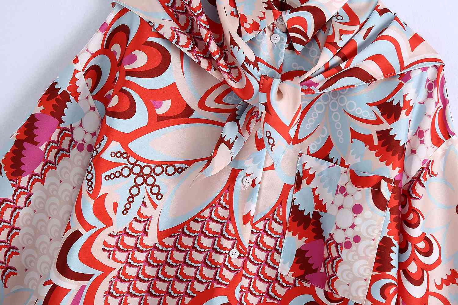 Lapel Printed Ethnic Style Long-sleeved Single-breasted Chic Female Shirt Harajuku Sweet Draping Women's Tops 210507