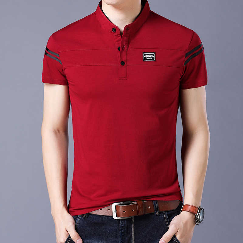 Liseaven Men's T Shirt Short Sleeve Mandarin Collar T-Shirt Tops & Tees Male Tshirts Men Clothing 210629