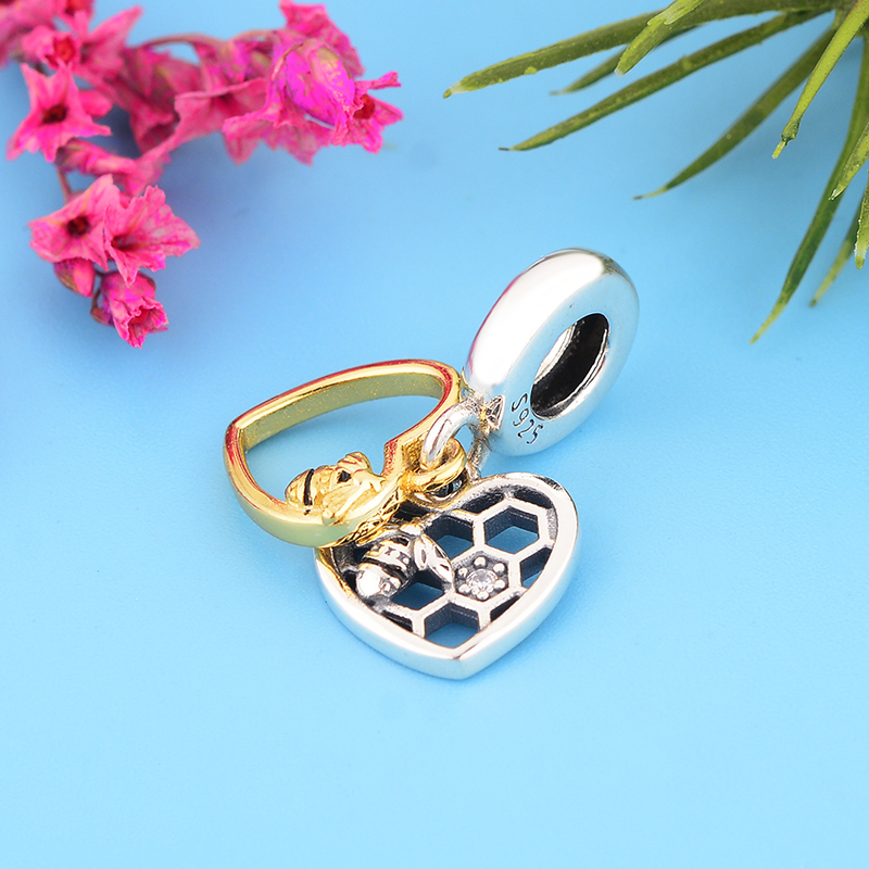 Fit Original Charm Bracelet Authentic 925 Silver Honey Bee Animal Heart Pendant Bead For Making Women Berloque DIY