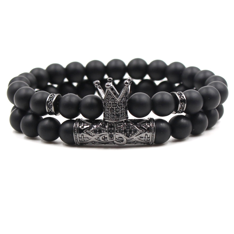 2Pcs/Set King Crown Couple Bracelet Natural Black Stone Micro Pave CZ Crown Bracelet Set
2Pcs/Set King Crown Couple Bracelet Natural Black Stone Micro Pave CZ Crown Bracelet Set