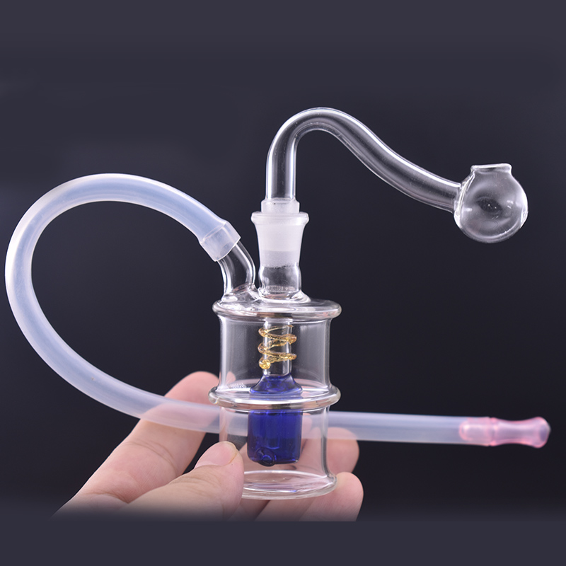 Blue mini glass oil rig bong Hookahs birdcage perc Oil burner smoking water bong pipes with 10mm oil rig bowl