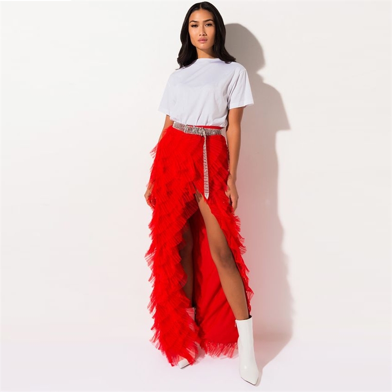 High Street Red Ruffles Tiered Tulle Women Skirts Side Split Long Straight Zipper Maxi Skirt 210510, Black
High Street Red Ruffles Tiered Tulle Women Skirts Side Split Long Straight Zipper Maxi Skirt 210510, Black