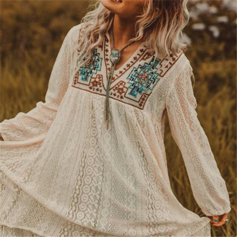 Lace Beach Cover up Pareo wear Swim suit Embroidery Playa Tunics for Swimwear Women Dress #Q770 210420