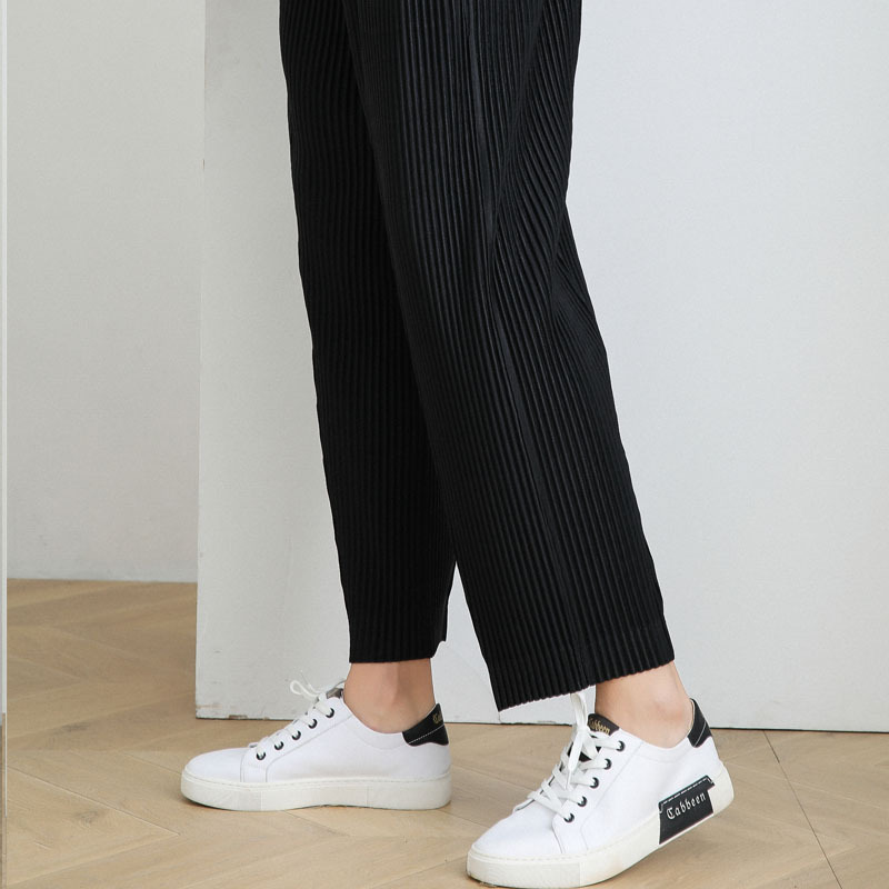 IEFB /men's wear autumn pleated trousers loose all-match ankle straight handsome casual pants male fashionable 9Y3848 JF147 210524