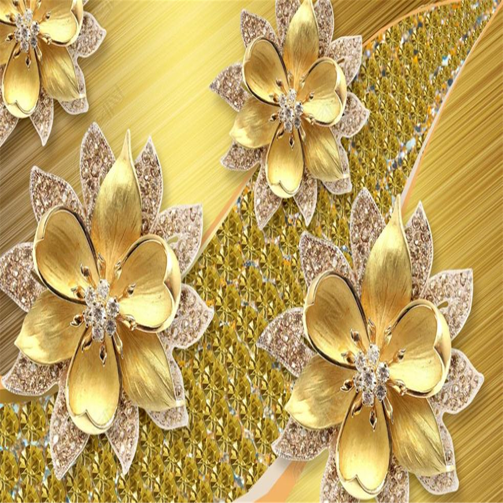 3d murals wallpaper for living room Jewelry flower golden diamond wallpapers background wall
