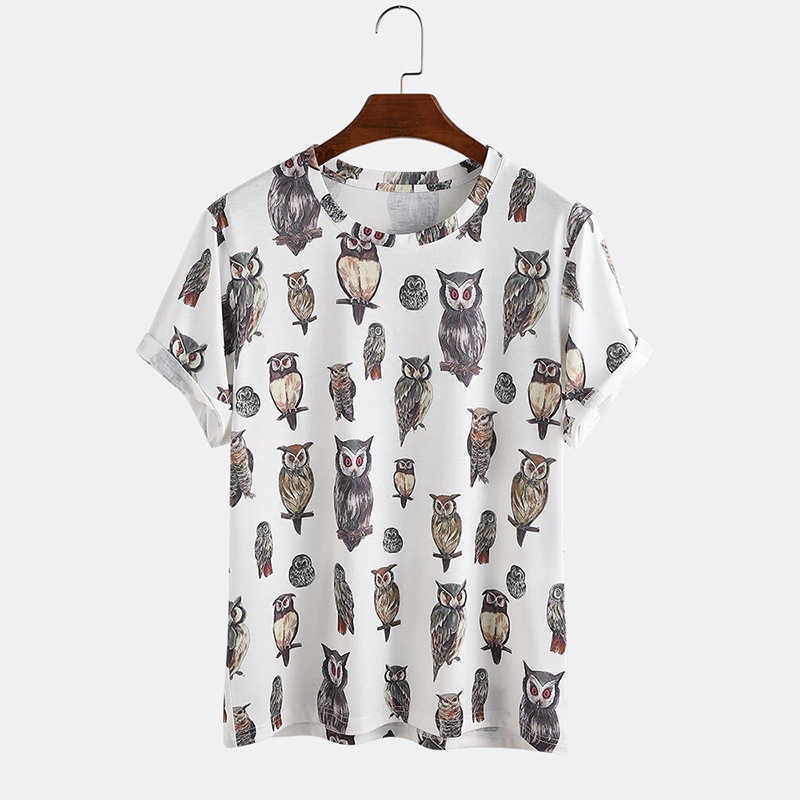 Men Fun Cartoon Owl Print Round Neck Casual Short Sleeve T-Shirts Fashion bird Printed Tshirt For Mens Tee 210527
Men Fun Cartoon Owl Print Round Neck Casual Short Sleeve T-Shirts Fashion bird Printed Tshirt For Mens Tee 210527